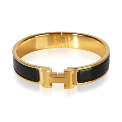 Hermès Gold Plated Clic H In Noir Bracelet fv