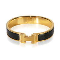 Hermès Gold Plated Clic H In Noir Bracelet fv