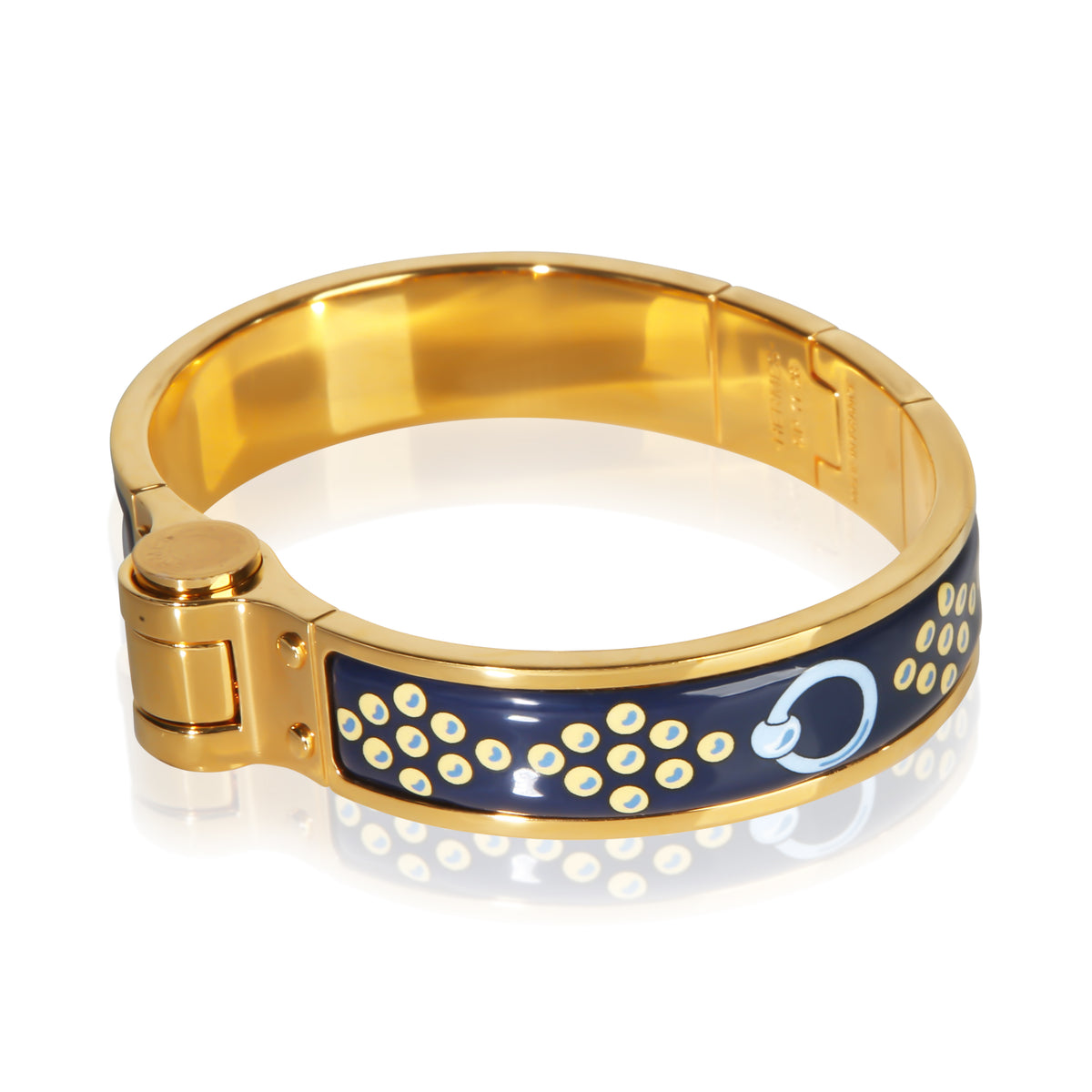 Hermès Gold Plated Hinged Enamel Bracelet 2