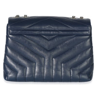 Saint Laurent Navy Calfskin Y Quilted Monogram Small Loulou Chain Satchel Handbag 4