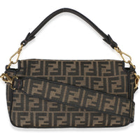 Fendi Black Tobacco Fabric FF 1974 Jacquard Canvas Medium Baguette Bag Handbag 4