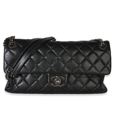Chanel Black Quilted Sheepskin Medium Burgundy Rocks Flap Bag Handbag id