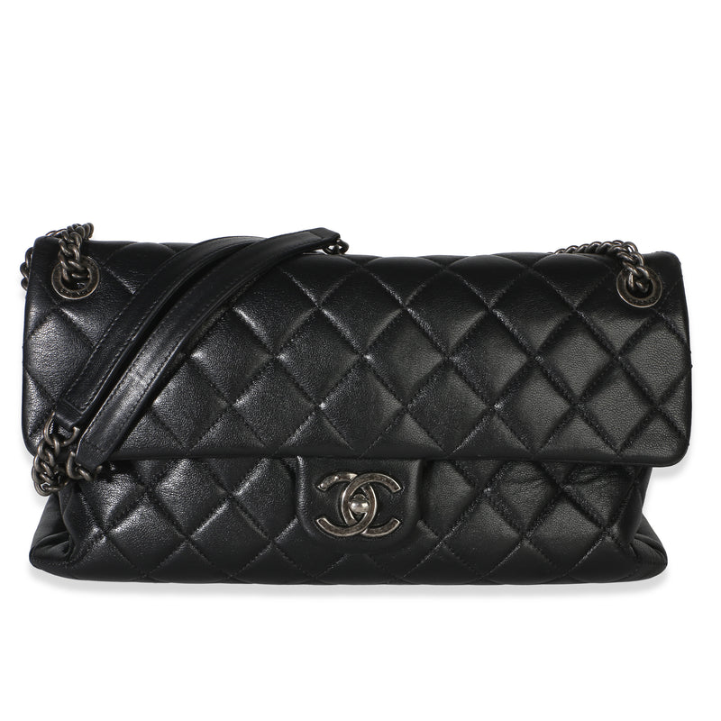 Chanel Black Quilted Sheepskin Medium Burgundy Rocks Flap Bag Handbag id