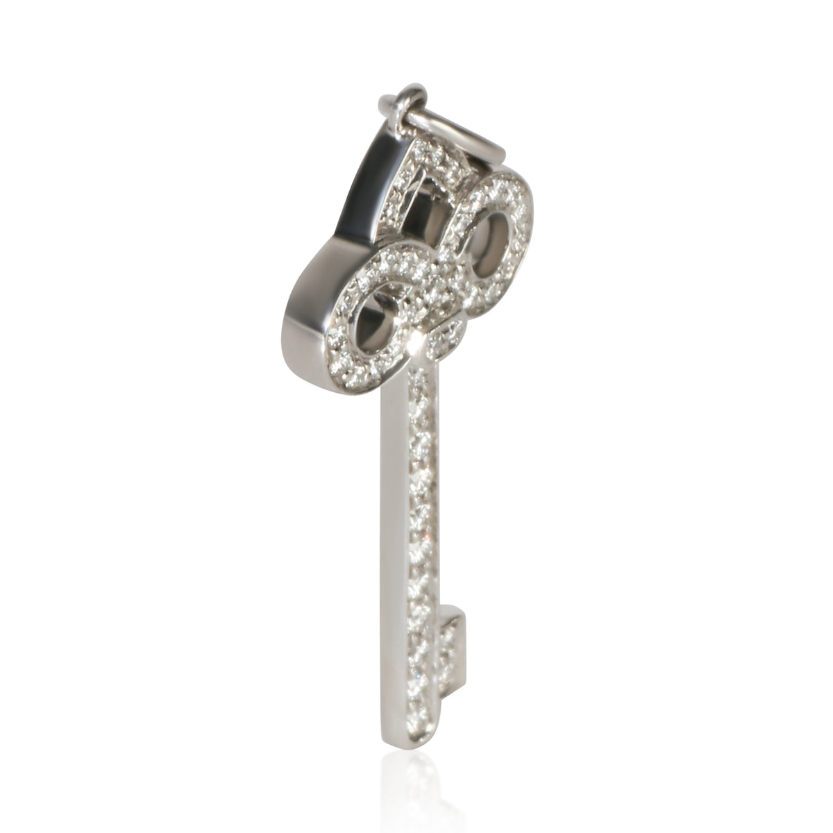 Tiffany & Co. Platinum Diamond Mini Fleur de Lis Key Pendant 2