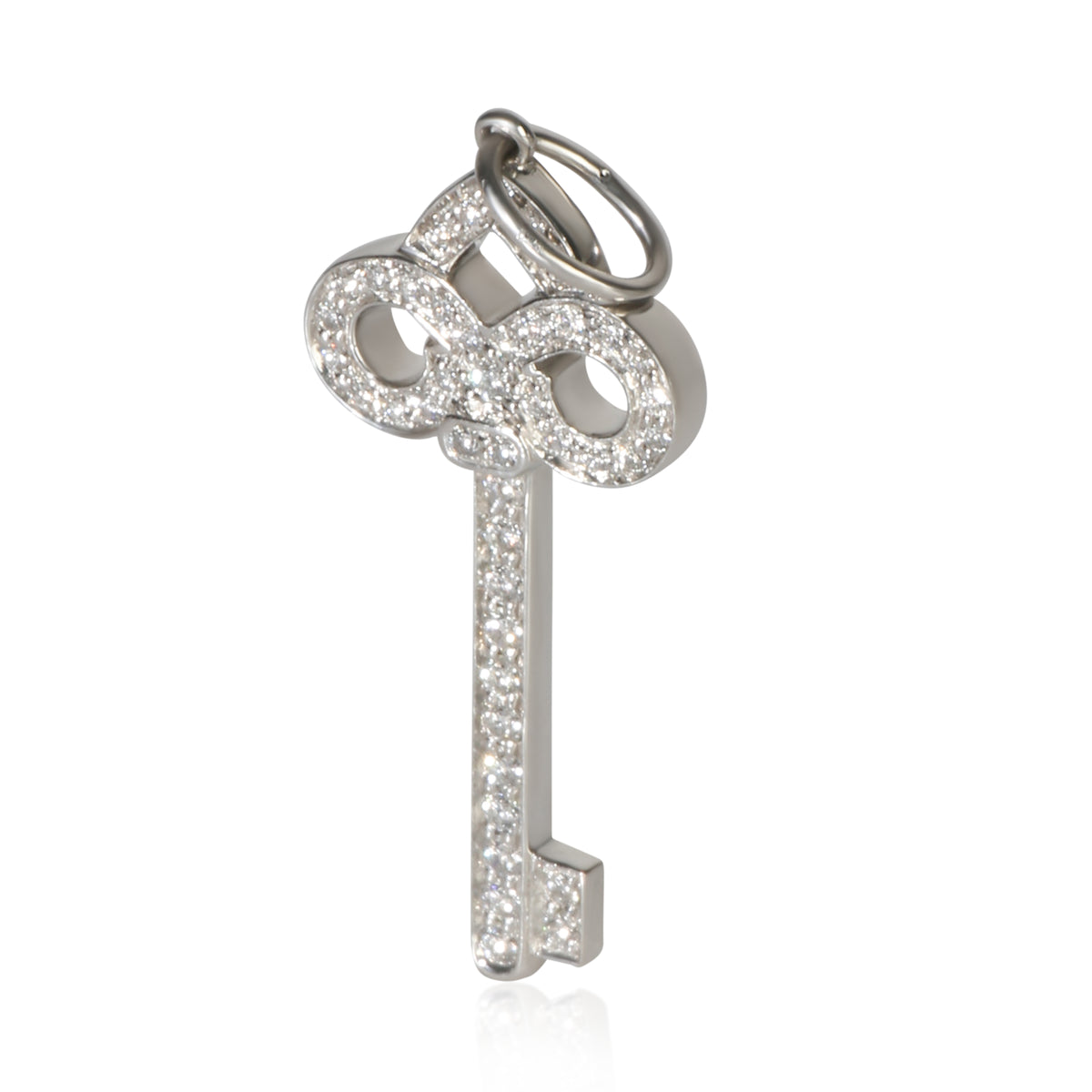Tiffany & Co. Platinum Diamond Mini Fleur de Lis Key Pendant fv