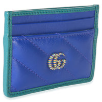 Gucci Blue Matelasse Calfskin Torchon Marmont Card Case Wallet 3