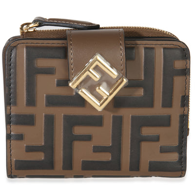 Fendi Brown Black FF Embossed Calfskin Diamonds Wallet Wallet id