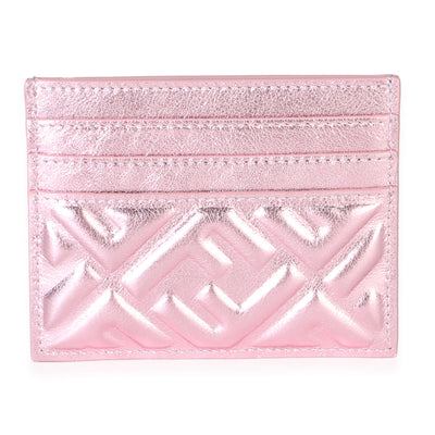 Fendi Pink Metallic Nappa FF Card Case Wallet id