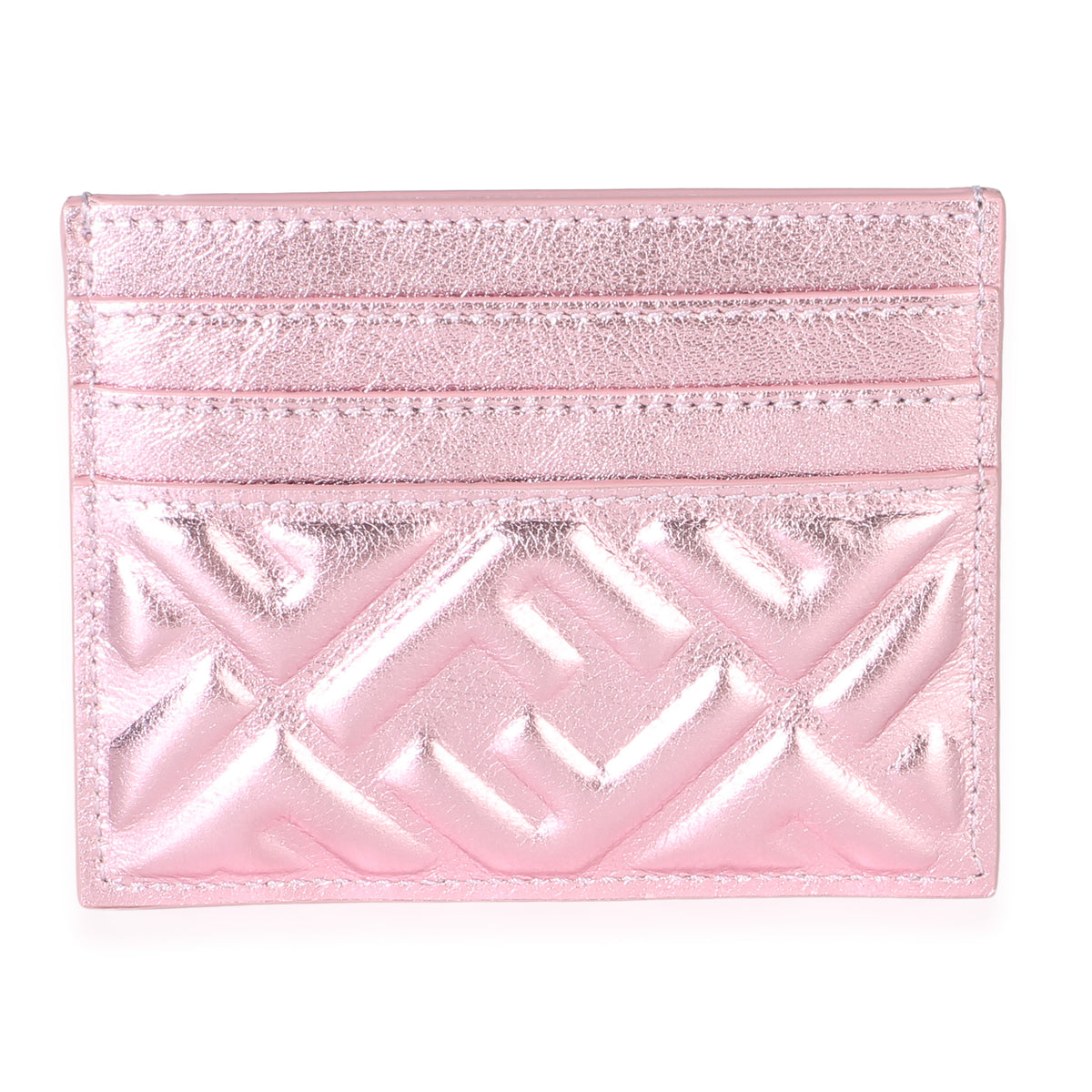 Fendi Pink Metallic Nappa FF Card Case Wallet id