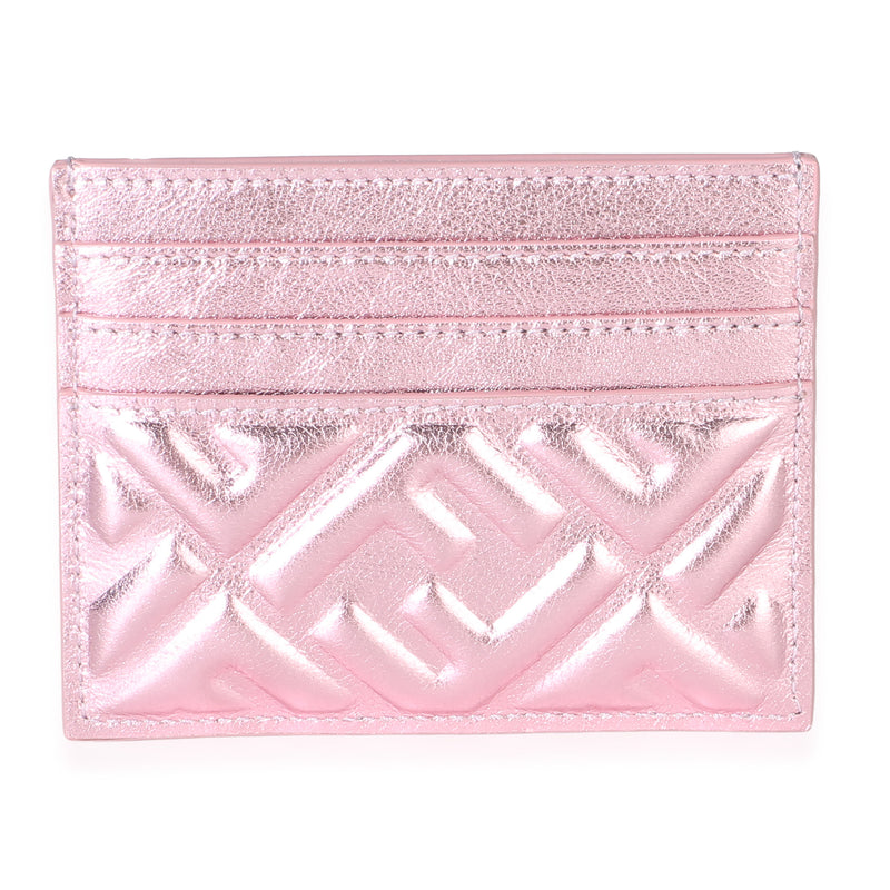 Fendi Pink Metallic Nappa FF Card Case Wallet id
