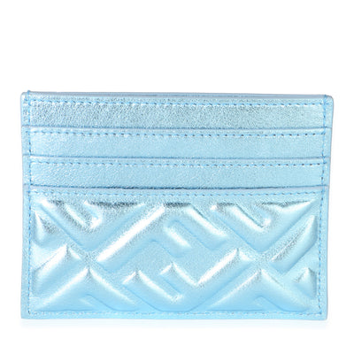 Fendi Blue Metallic Nappa FF Card Case Wallet id