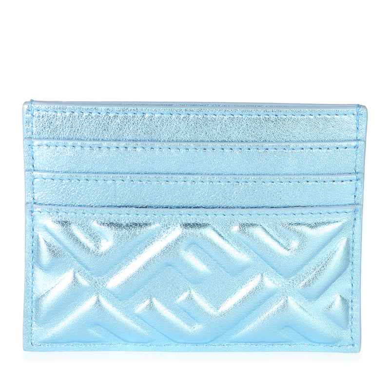 Fendi Blue Metallic Nappa FF Card Case Wallet id