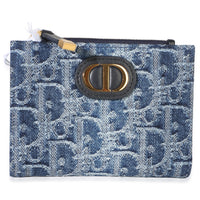 Christian Dior Blue Denim Oblique Canvas 30 Montaigne Dahlia Wallet Wallet id