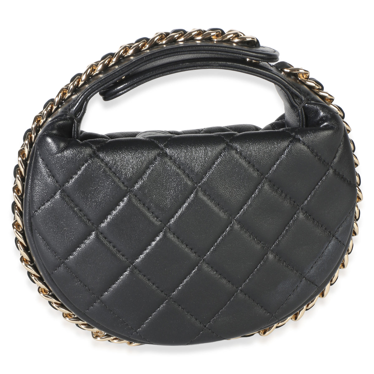 Chanel Black Quilted Lambskin Mini Chain Around Pouch Hobo Handbag 4
