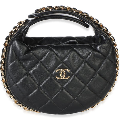 Chanel Black Quilted Lambskin Mini Chain Around Pouch Hobo Handbag id