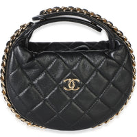 Chanel Black Quilted Lambskin Mini Chain Around Pouch Hobo Handbag id