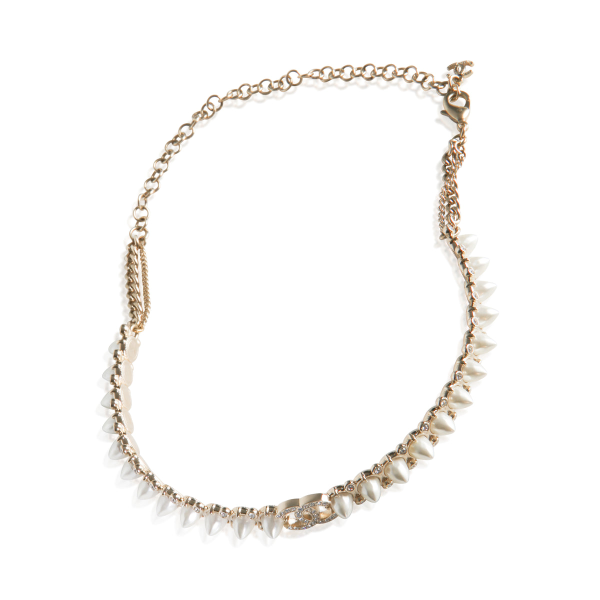 Chanel Gold Plated 2022 Faux Pearl Studded Necklace 3