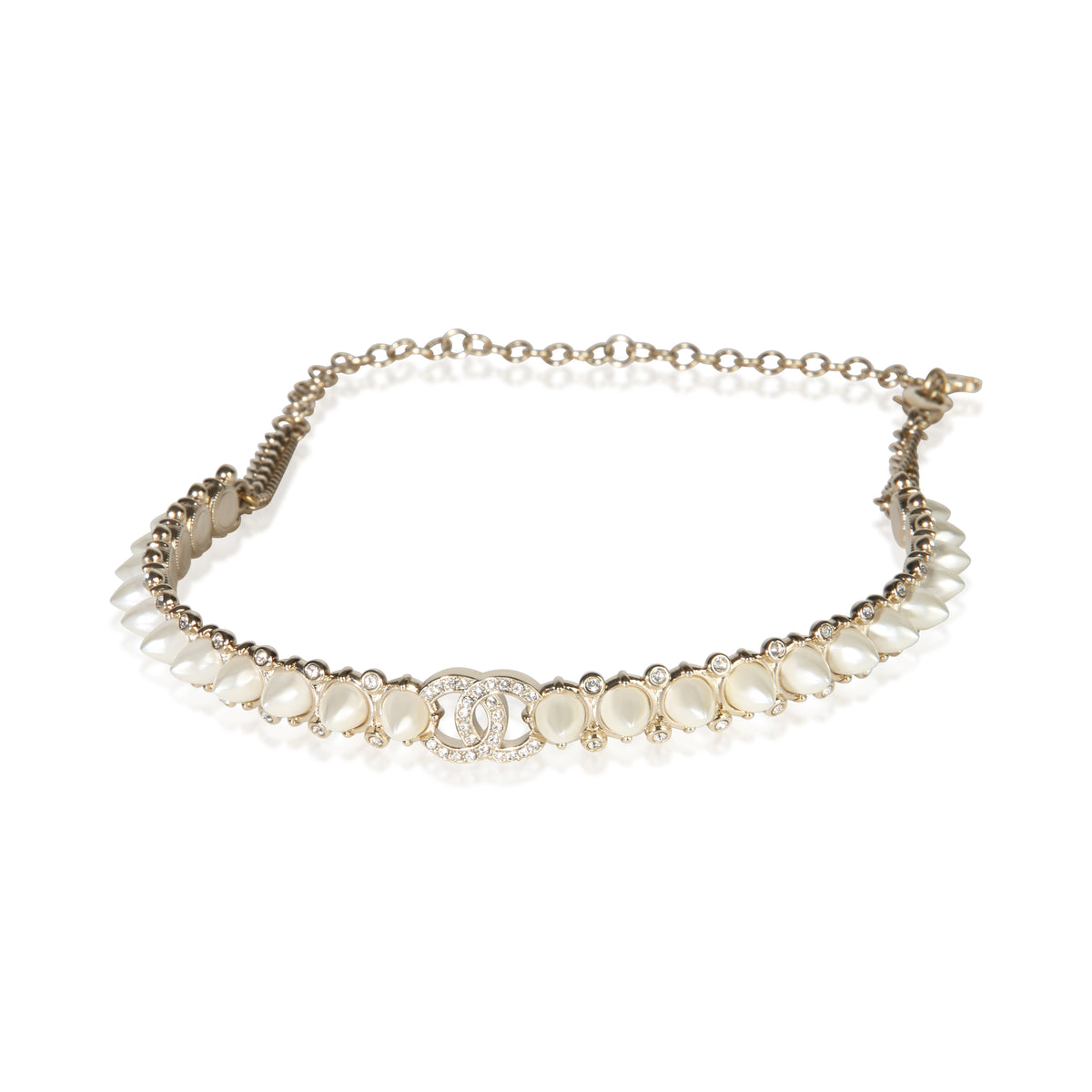 Chanel Gold Plated 2022 Faux Pearl Studded Necklace fv