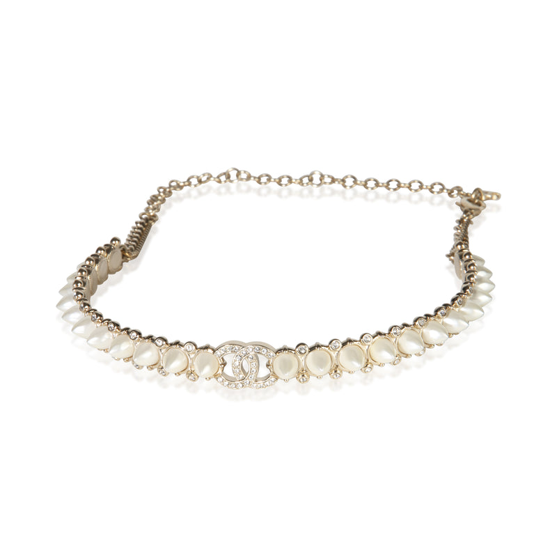 Chanel Gold Plated 2022 Faux Pearl Studded Necklace fv