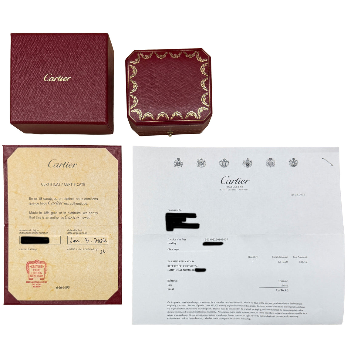 Cartier Rose Gold Love Earrings box