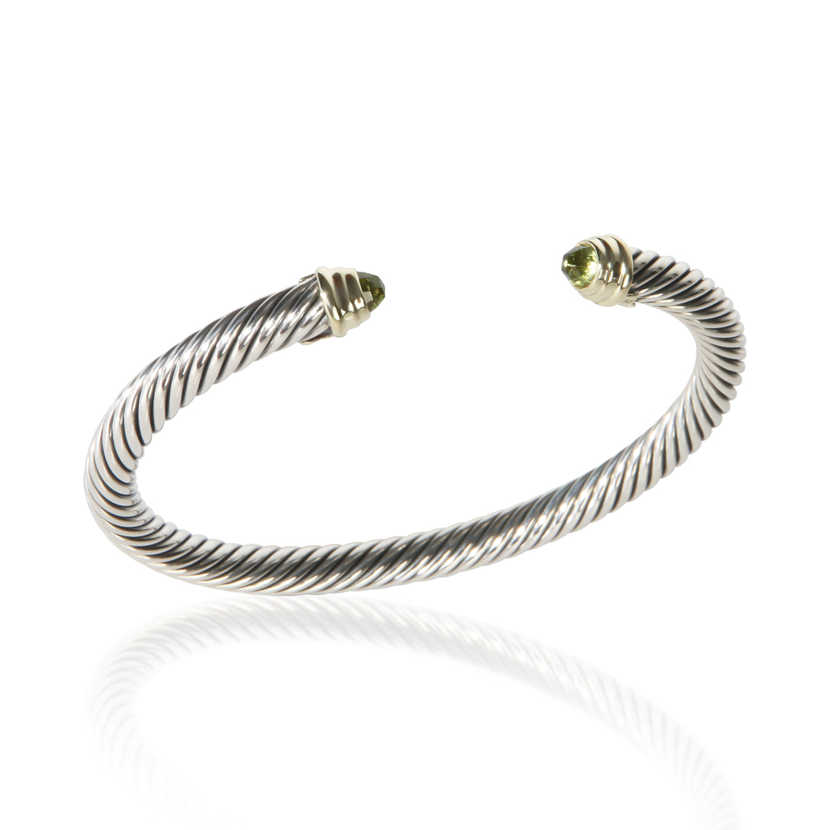 David Yurman Sterling Silver Peridot Cable Classic Bracelet 4