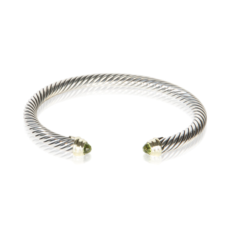 David Yurman Sterling Silver Peridot Cable Classic Bracelet fv