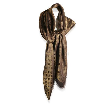 Louis Vuitton Brown Silk Blend Monogram Shine Shawl id
