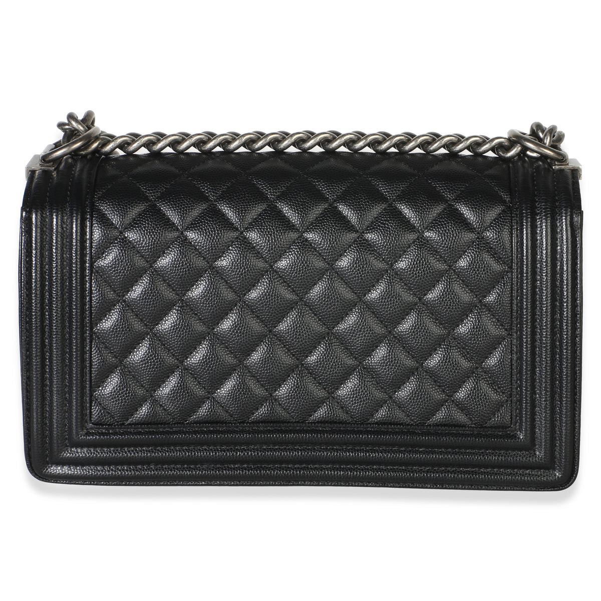 Chanel Black Quilted Caviar Medium Boy Bag Handbag 4