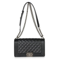 Chanel Black Quilted Caviar Medium Boy Bag Handbag 8