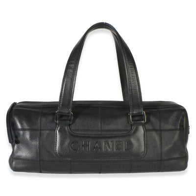 Chanel Black Square Stitch Caviar LAX Bowler Bag Handbag id