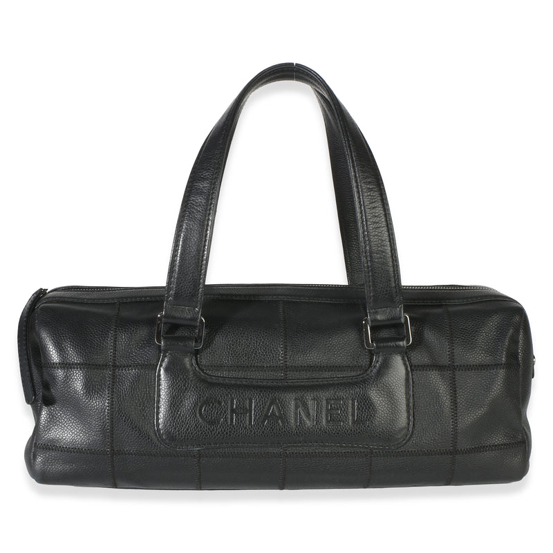Chanel Black Square Stitch Caviar LAX Bowler Bag Handbag id