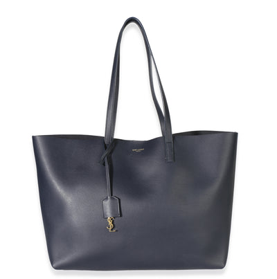 Saint Laurent Navy Calfskin East West Large Shopping Tote Handbag id