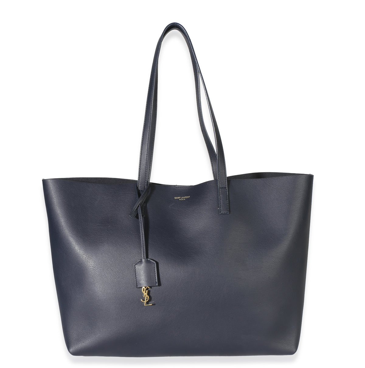 Saint Laurent Navy Calfskin East West Large Shopping Tote Handbag id