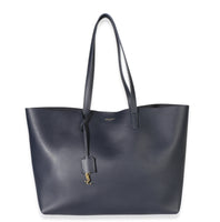 Saint Laurent Navy Calfskin East West Large Shopping Tote Handbag id