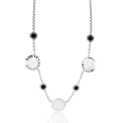 BVLGARI White Gold Onyx and Diamond Bvlgari Circle Station Necklace fv