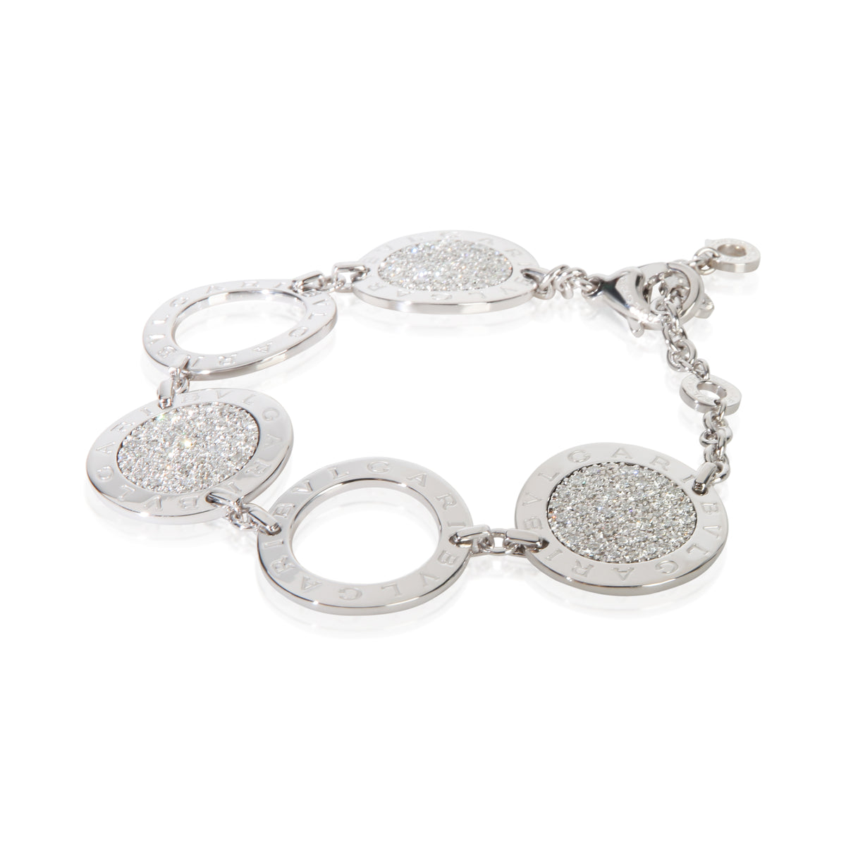 BVLGARI White Gold Diamond Bvlgari Circle Station Bracelet 2