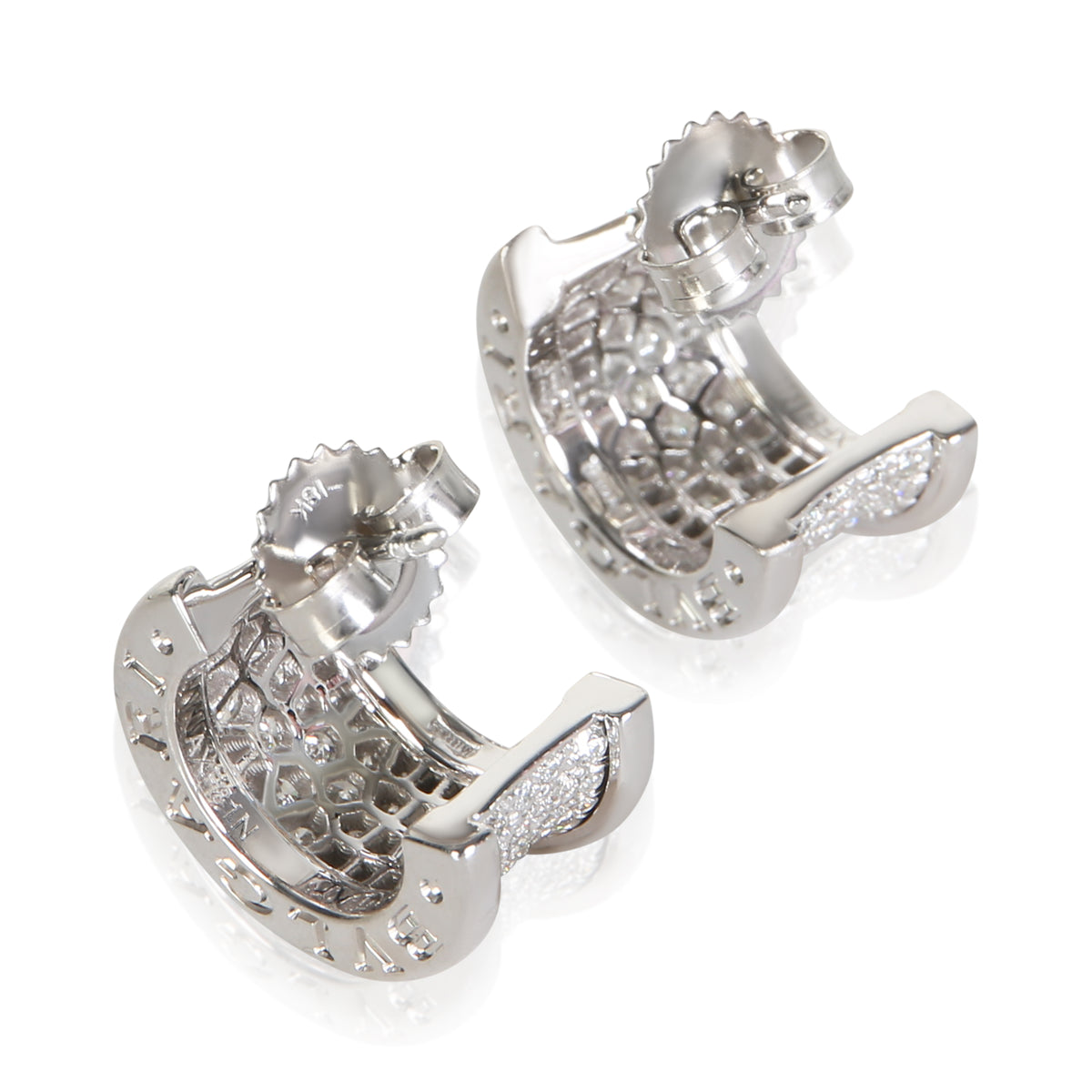 BVLGARI White Gold Diamond B.zero1 Hoop Earrings 3
