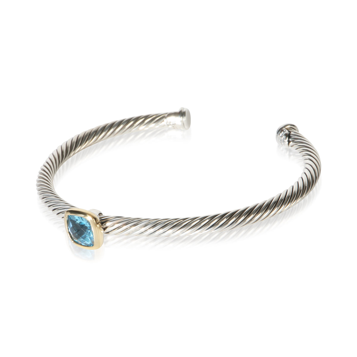 David Yurman Yellow Gold & Sterling Silver Topaz Albion Single Station Bracelet 2