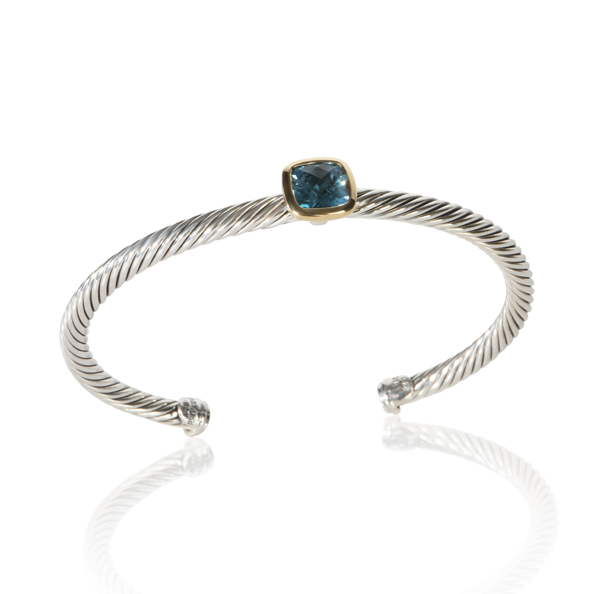 David Yurman Yellow Gold & Sterling Silver Topaz Albion Single Station Bracelet 4