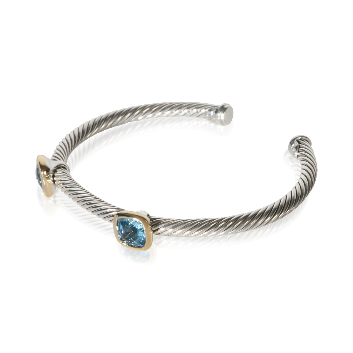 David Yurman Yellow Gold & Sterling Silver Topaz Albion Double Station Bracelet 2