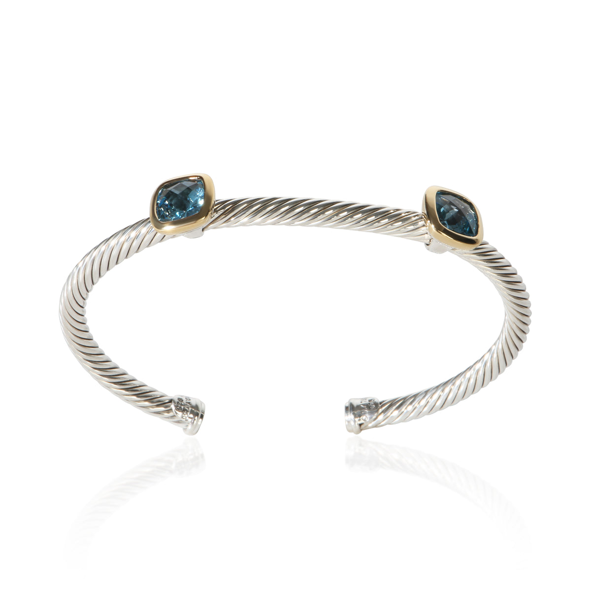 David Yurman Yellow Gold & Sterling Silver Topaz Albion Double Station Bracelet 4