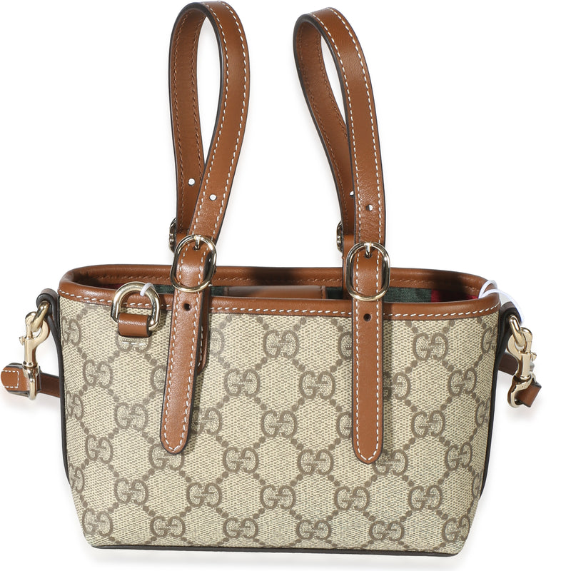Gucci Beige GG Supreme Canvas Mini Emblem Bag Handbag id
