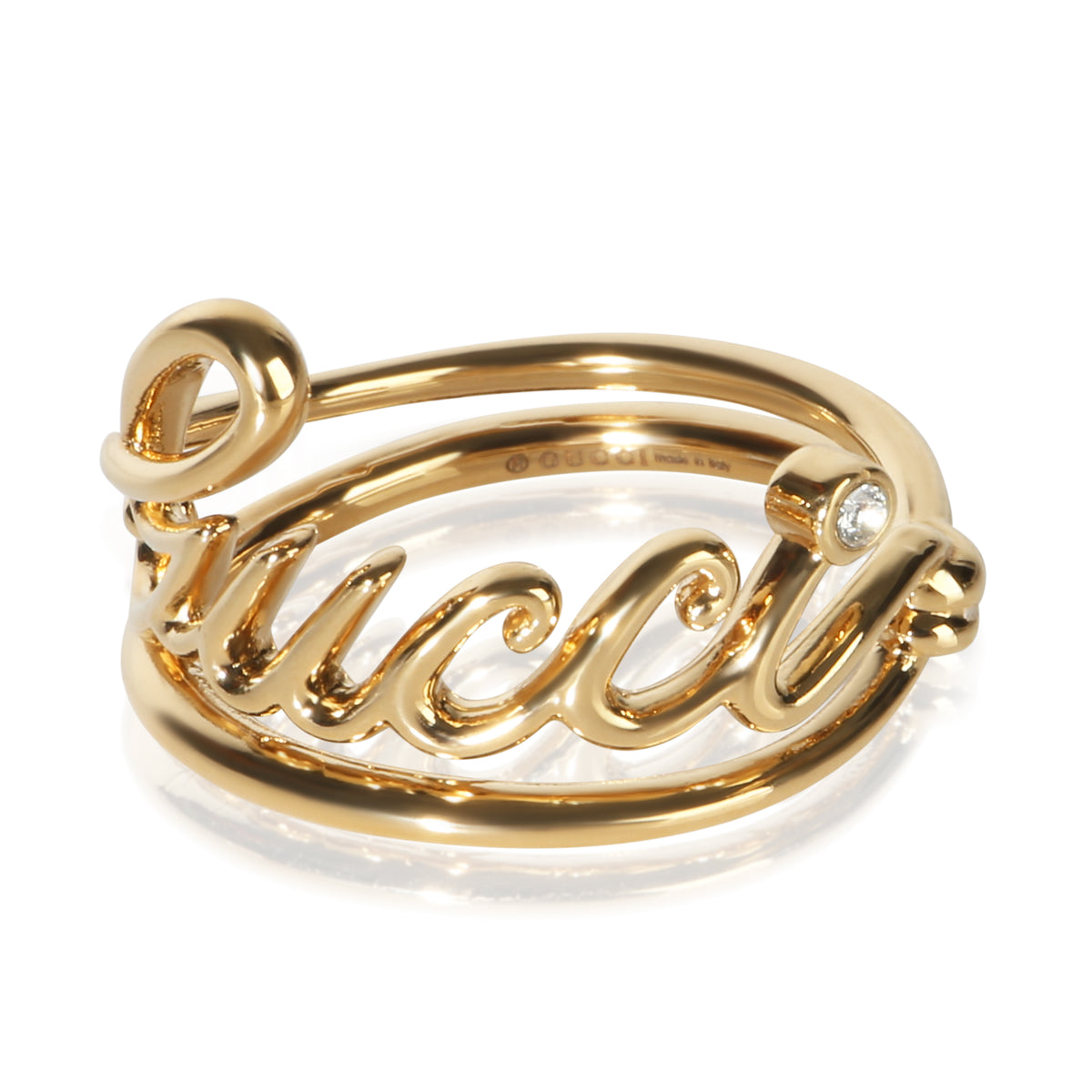 Gucci Gold Plated Script Ring fv
