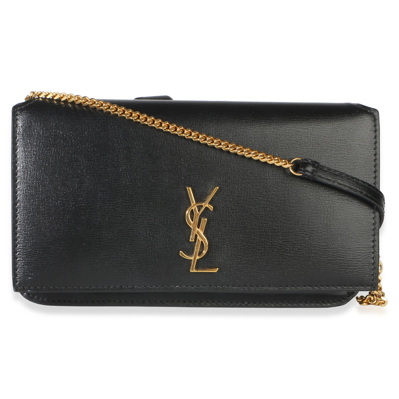 Saint Laurent Black Smooth Calfskin Cassandre Phone Pouch Handbag id