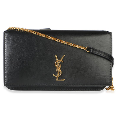 Saint Laurent Black Smooth Calfskin Cassandre Phone Pouch Handbag id