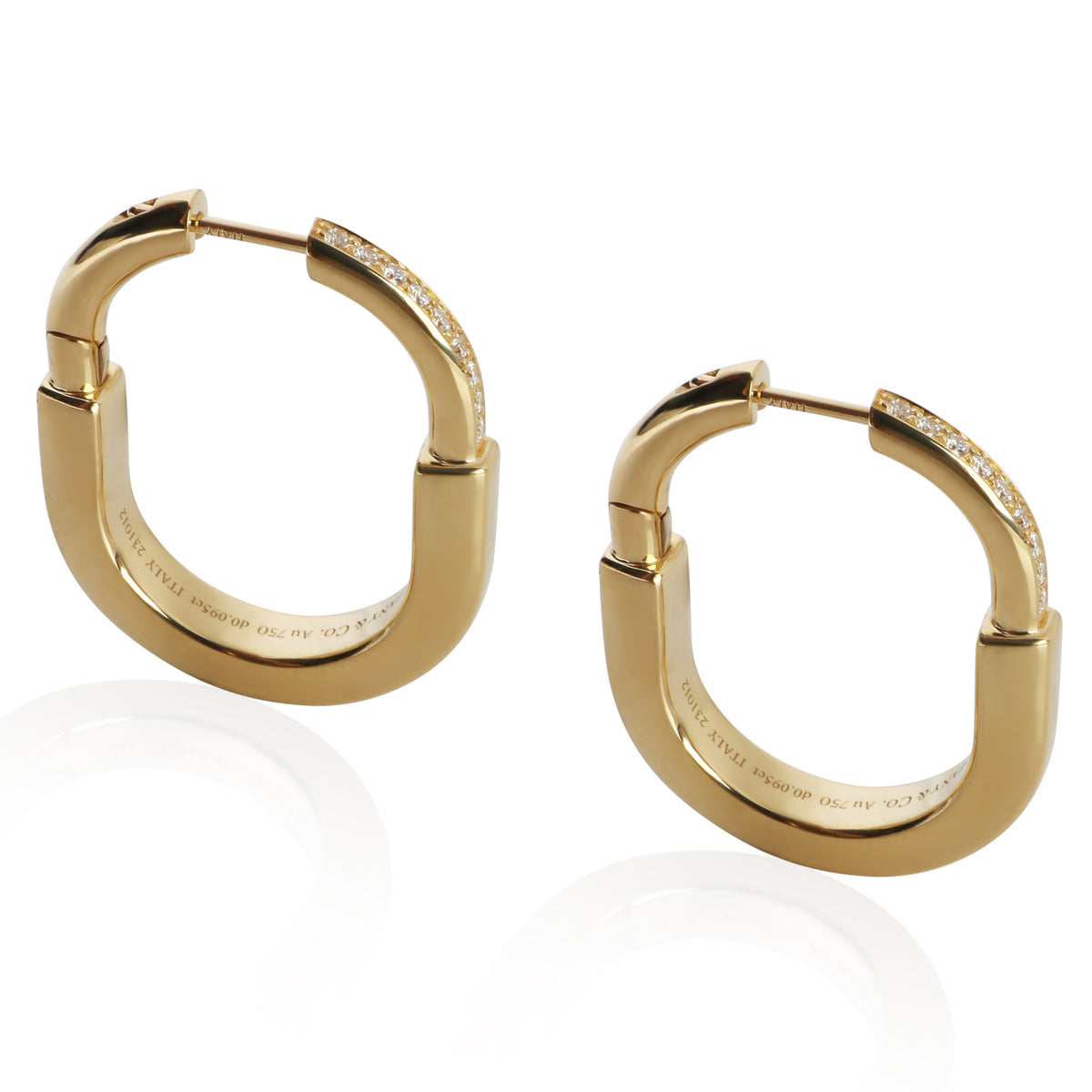 Tiffany & Co. Yellow Gold Diamond Medium Model Lock Earrings 2