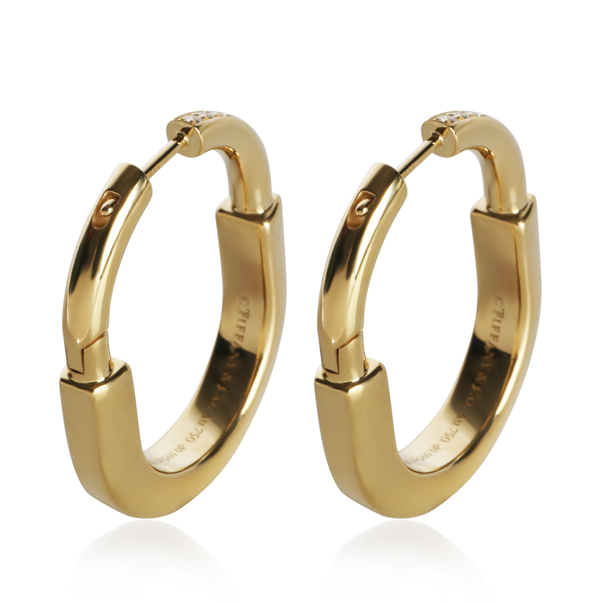 Tiffany & Co. Yellow Gold Diamond Medium Model Lock Earrings 3