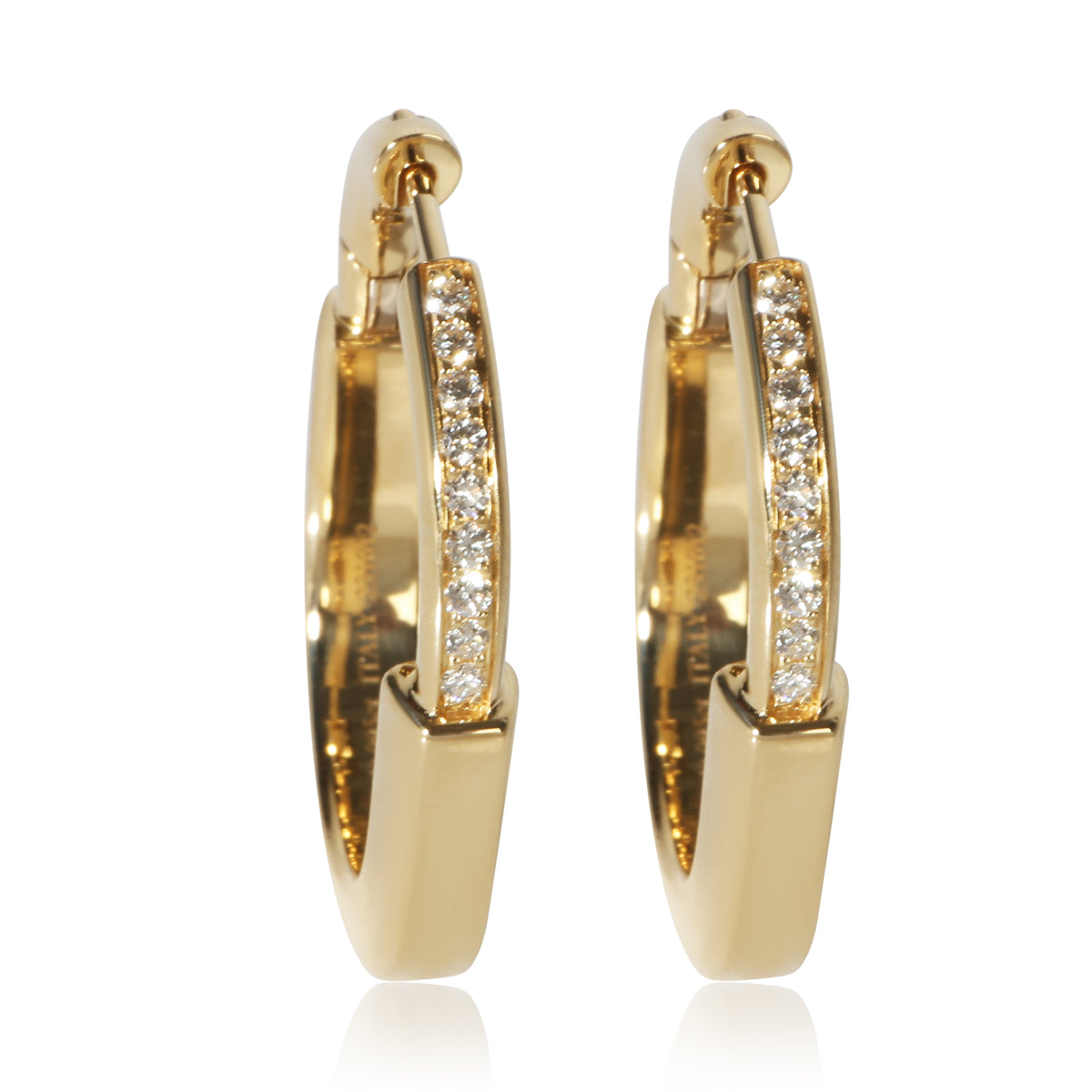 Tiffany & Co. Yellow Gold Diamond Medium Model Lock Earrings fv