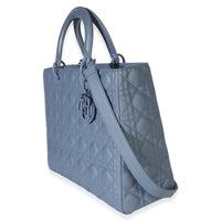 Christian Dior Denim Blue Ultra Matte Calfskin Cannage Large Lady Dior Handbag 2