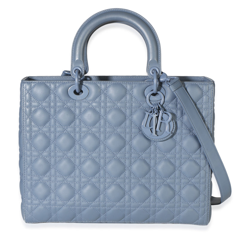 Christian Dior Denim Blue Ultra Matte Calfskin Cannage Large Lady Dior Handbag id